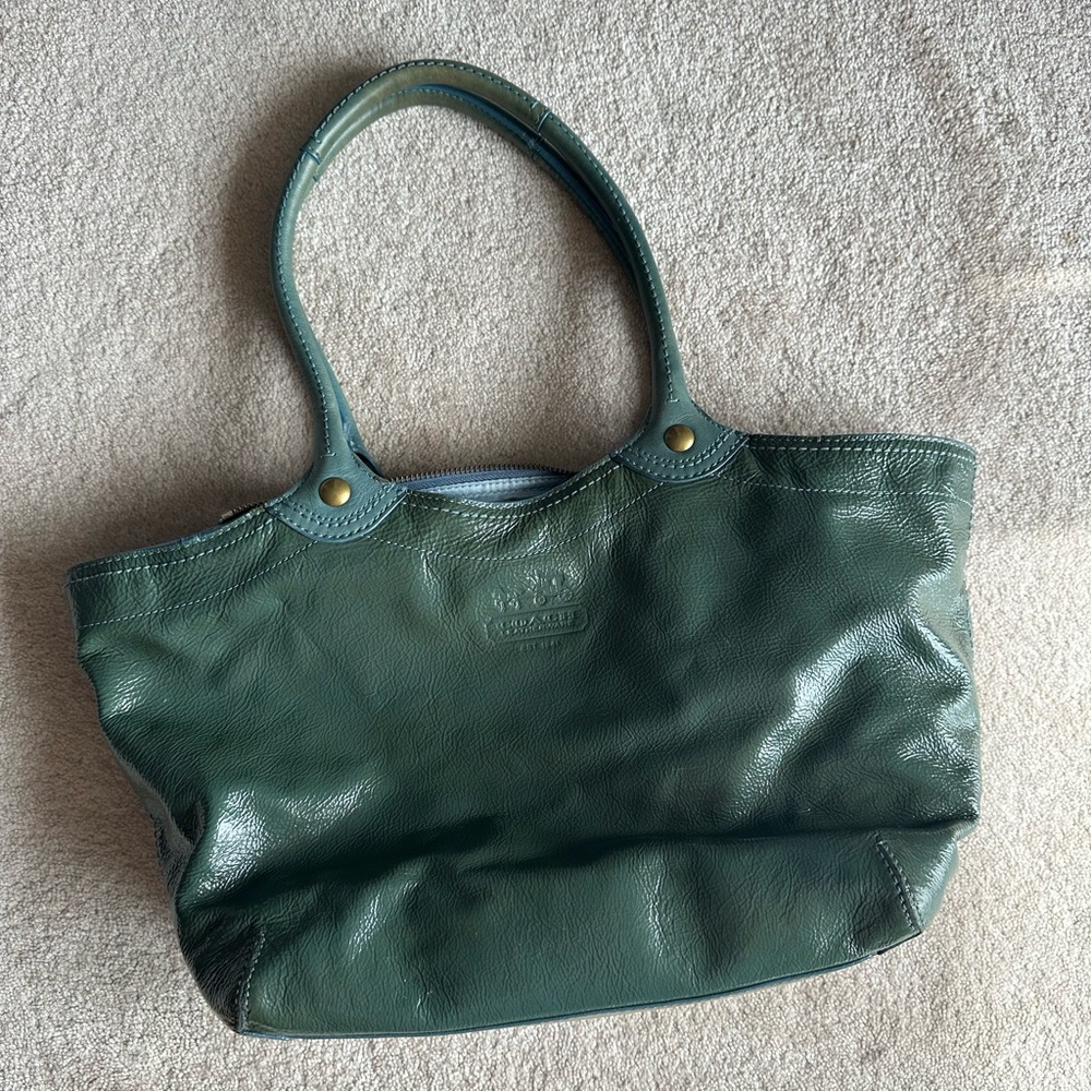 COACH Green Leather Tote Bag